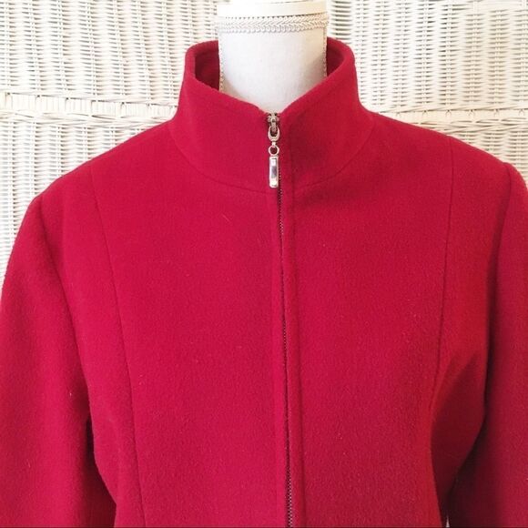 MDP Mario De Pinto Red Wool Zip Jacket Womens Made USA Tailored Coat Minimalist - Picture 4 of 12